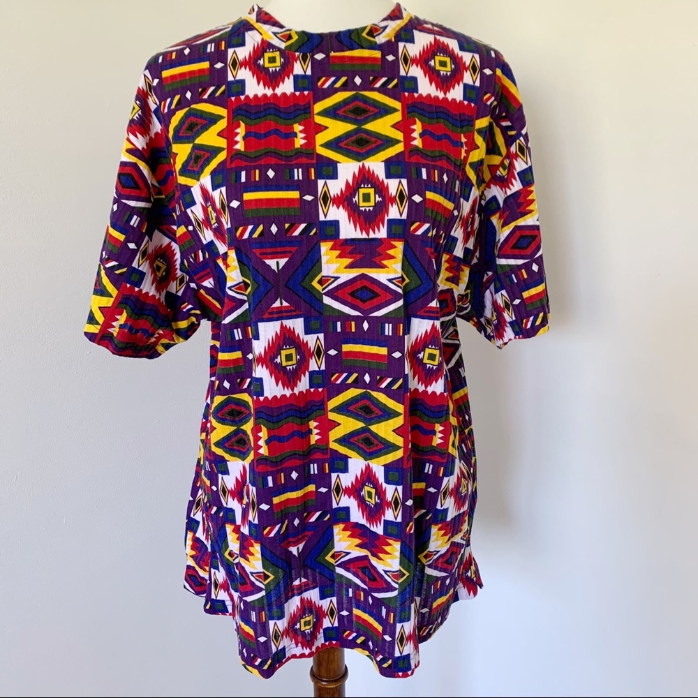 Colorblock Funky Crazy Aztec Tee Shirt M/L